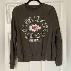 Kansas City Chiefs Junk Food Clothing Flocked Ragland Fleece Sweatshirt Womens M